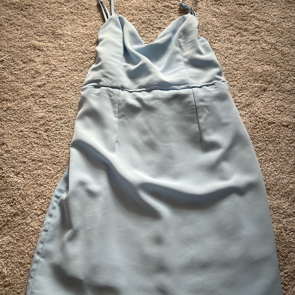 Hello Molly Blue Slip Dress Cowl Neck Mini